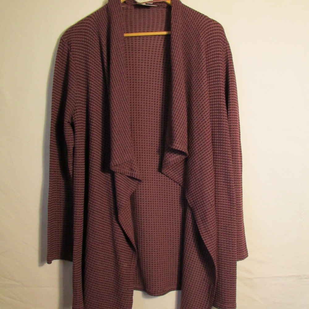 Knox Rose Burgundy Open Front Waffle Knit Cardigan